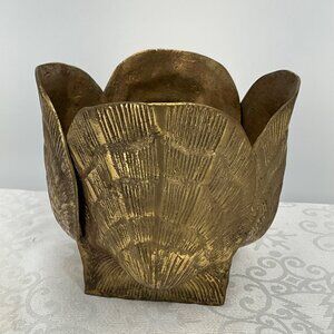 Vintage MCM Hollywood Regency Brass Clam Shell Planter or Vase